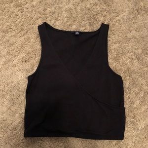 Vneck Black Crop Top Tank